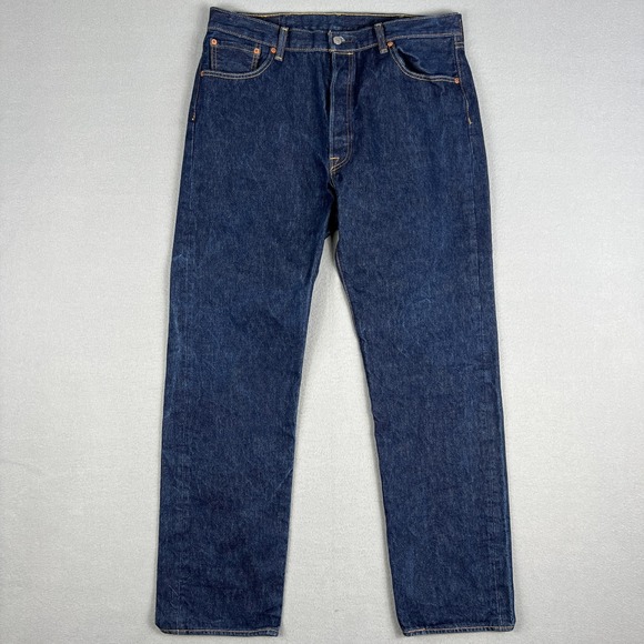 Levi's Other - Levis 501 Jeans Fit 36x32 Original Fit Straight Fit Dark Wash Denim Button Fly